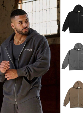 YoungLA EARTHY拉链外套男美式水洗棉毛圈宽松运动休闲刺绣标卫衣