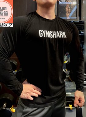 六折GYMSHARK APOLLO长袖男网红运动休闲修身高弹印花棉质t恤