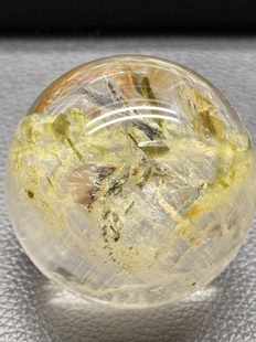 天然绿碧玺共生兔毛软锰矿小树异象款水晶球摆件晶体干净尺寸50.5