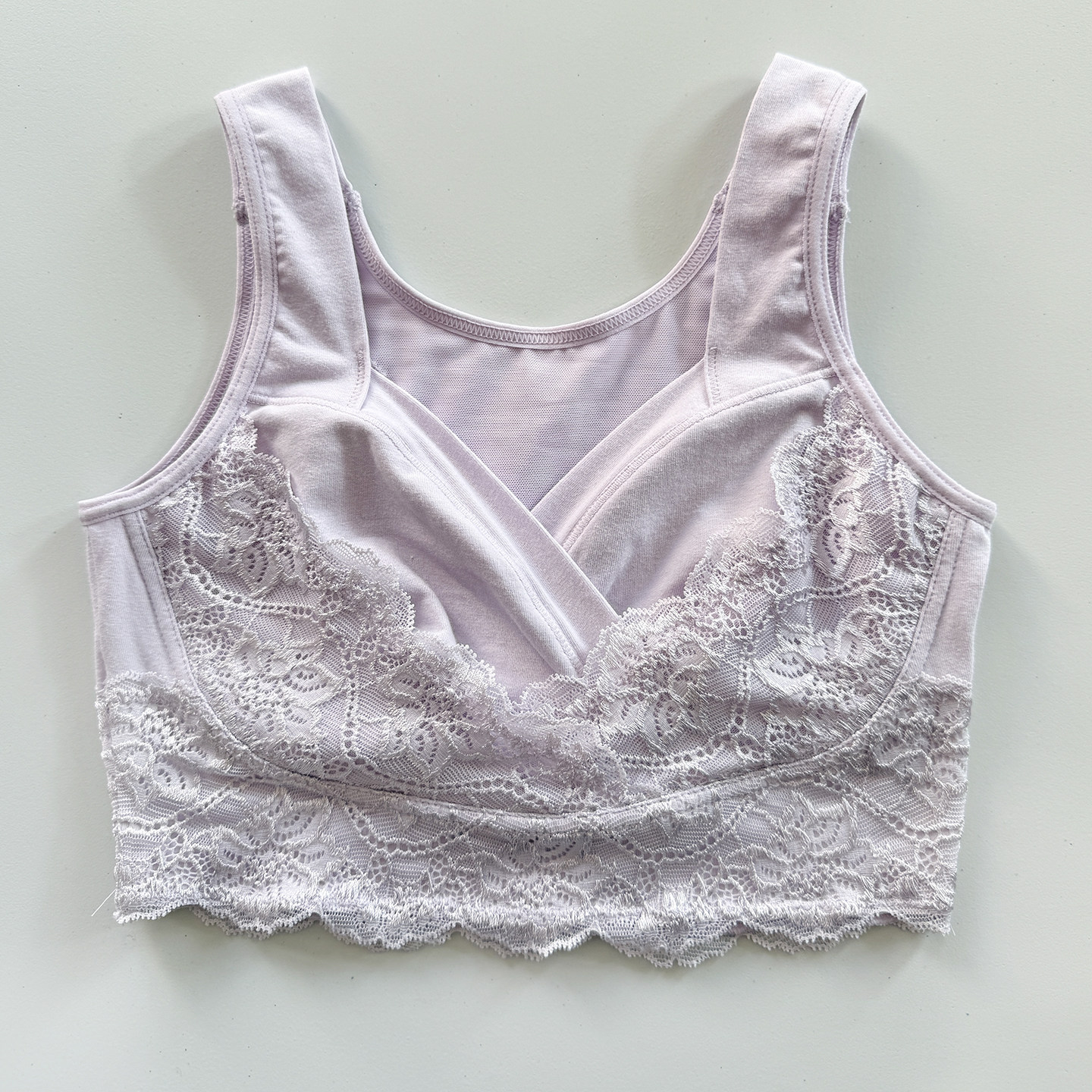 无插片日系女士宽肩带背心式睡眠文胸大码内衣无钢圈棉质蕾丝N212