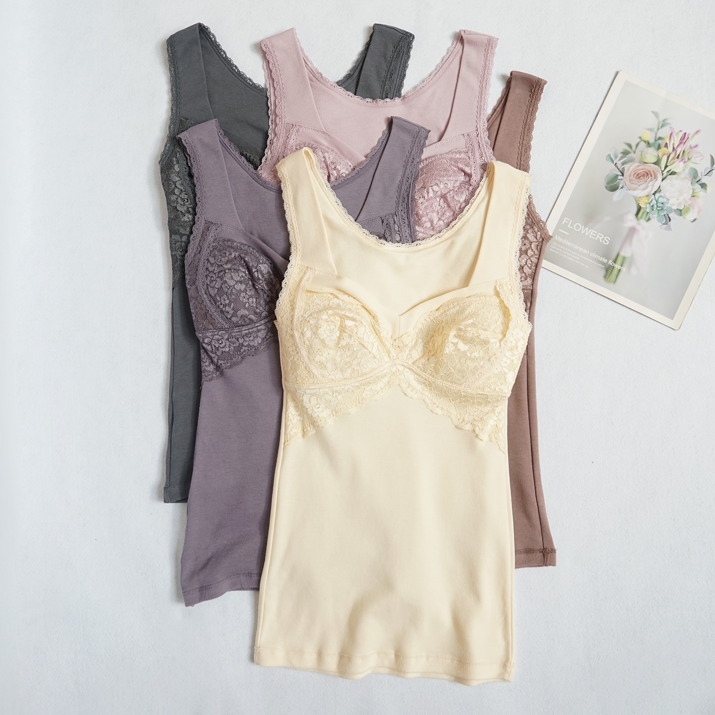 女士一体纯棉文胸背心内衣打底