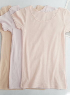 纯棉日系腋下吸汗层速干女士短袖打底内衣纯色内搭夏季有大码N139