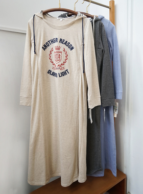 日系女士孕妇装产前产后哺乳装拉链侧开口连帽卫衣裙子喂奶服Q78