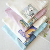 T恤打底衫 宽松百搭圆领T058春季 新款 日系女士纯棉印画长袖 女装