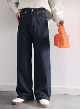 瑕疵纯棉女士牛仔裤高腰宽直筒裤长裤全棉女裤春秋大码裤子K239