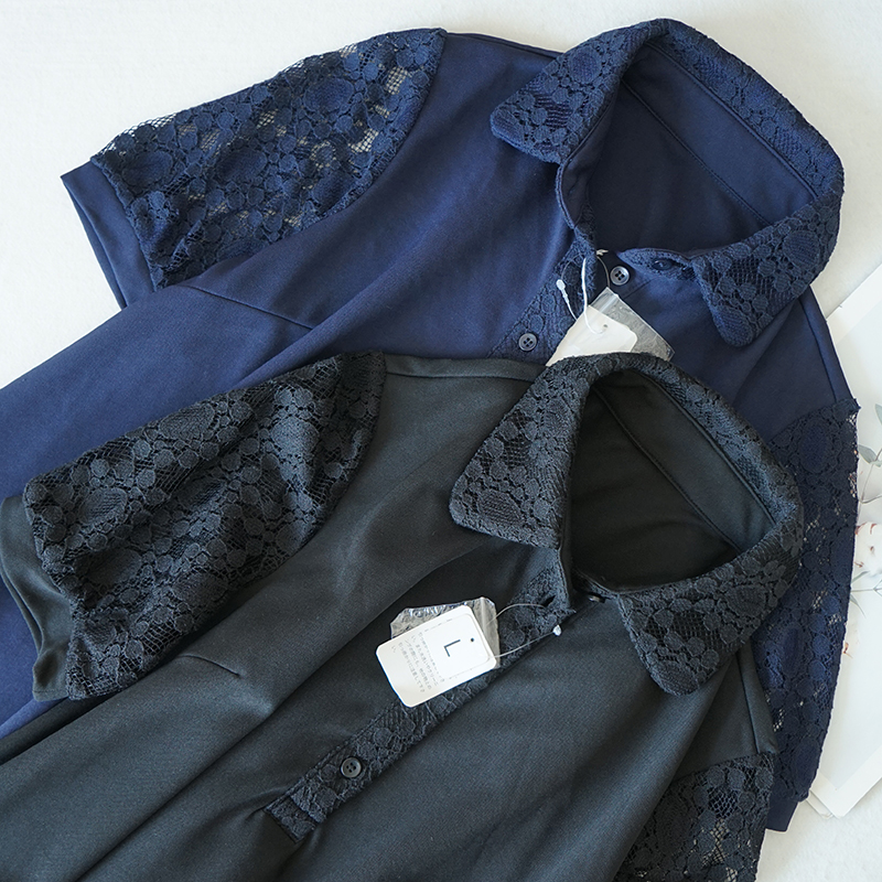 日系百搭速干连衣裙A字裙蕾丝袖