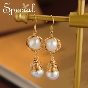 设计耳钉耳针耳坠耳环2026年新款 显瘦个性 SPECIAL淡水珍珠长款
