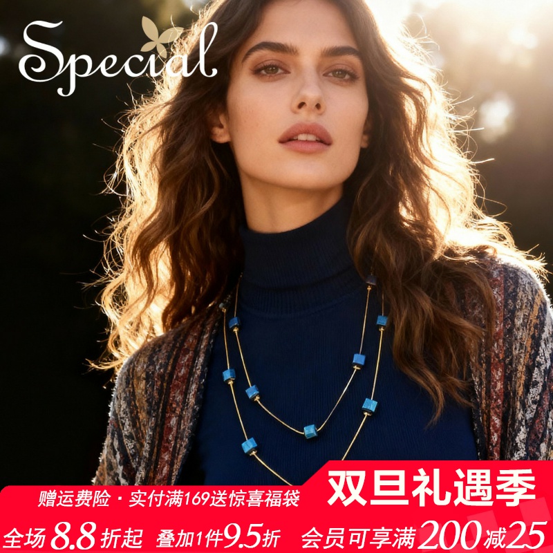 SPECIAL欧美复古双层叠戴项链颈链长链夸张毛衣链配饰2025年新款