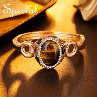 SPECIAL欧美复古风虎眼石碧玺手镯轻奢时尚小众女手饰2026年新款