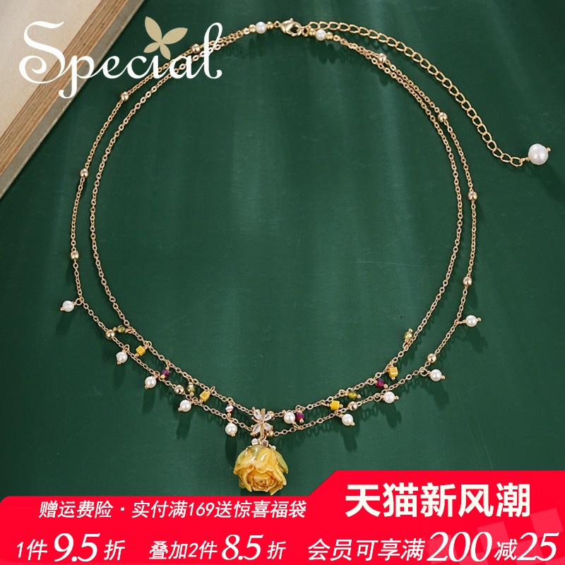 SPECIAL珍珠森系花朵吊坠项链