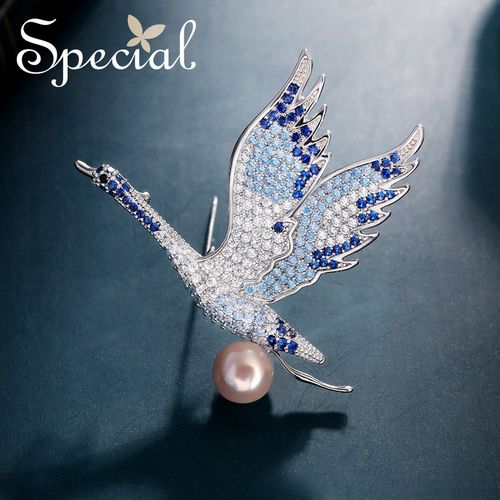 special淡水珍珠仙鹤女新丝巾扣