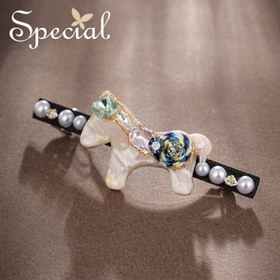 SPECIAL欧美气质小众设计小马造型发夹发饰边夹弹簧夹女2026新款