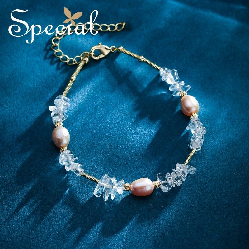 SPECIAL淡水珍珠白水晶轻奢个性可调节手链手镯手饰2026女新礼物