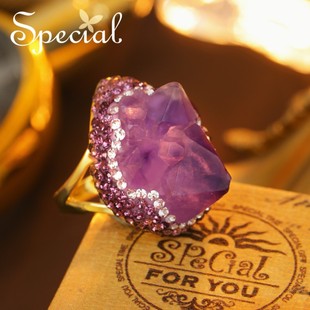 SPECIAL紫水晶轻奢设计感开口可调节小众戒指指环饰品女2026新款