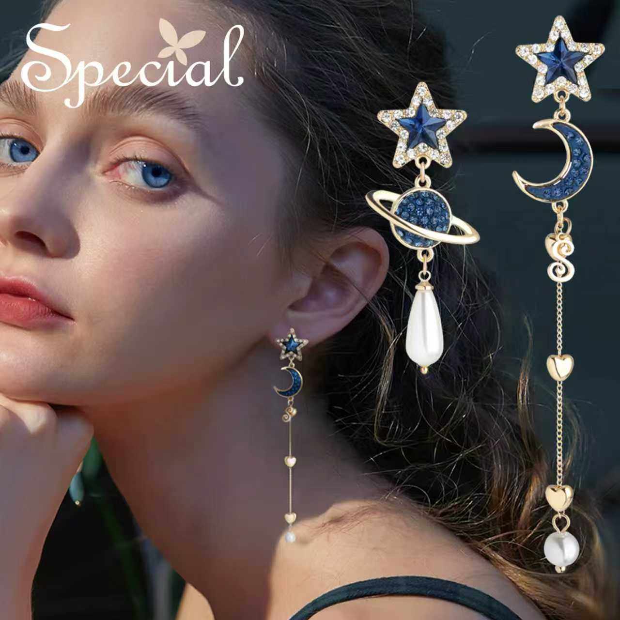 SPECIAL小众长款不对称耳环耳钉流苏扫肩气质无耳洞耳夹女新礼物