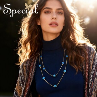 SPECIAL欧美复古双层叠戴项链颈链长链夸张毛衣链配饰2026年新款