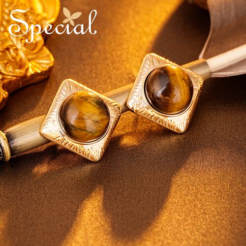 SPECIAL欧美轻奢复古虎眼石耳钉