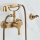 欧美式 仿古拉丝 复古花洒铜冷热单把手调节浴缸淋浴花洒龙头挂壁式