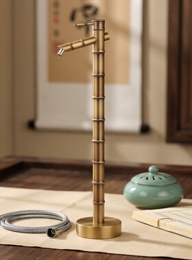 铜复古黑古典仿古户外浴缸龙头别墅庭院院子大理石立式冷热龙头