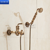 铜欧式 仿古淋浴龙头浴室升降花洒浴缸龙头冷热水 复古花洒套装