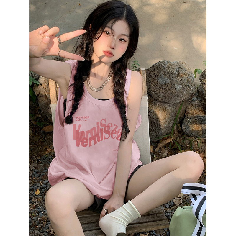 海边多巴胺运动吊带无袖T恤上衣