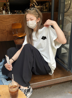 短袖t恤女2025新款爆款夏季白灰色纯棉半袖高级小众不撞款上衣