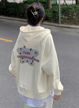 春秋薄款高中少女oversize外套