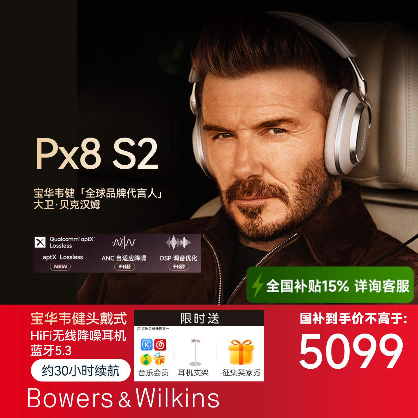 B&W宝华韦健px8S2无线降噪耳机