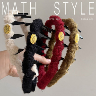 韩国法式毛线金标波浪发箍女高颅顶带齿防滑发卡气质温柔压发头箍