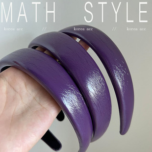 复古高级感茄紫色贵气压发箍优雅精致加厚漆皮纹亮面头箍发卡发饰
