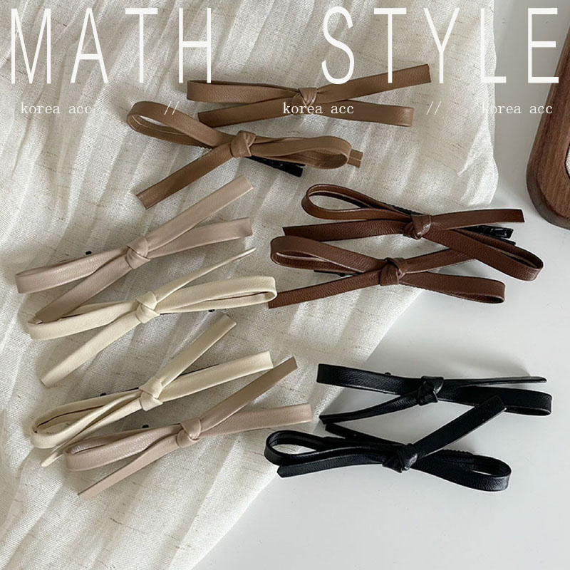 简约皮质黑色蝴蝶结发夹高级