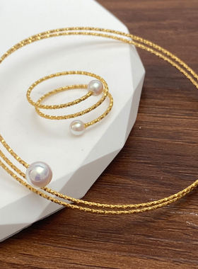 批花钛钢金色车花时尚双圈手镯