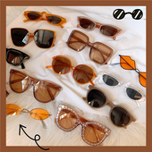 凹造型蹦迪酷男女圆形太阳镜 显脸小土酷墨镜 奶茶布丁 unif同款