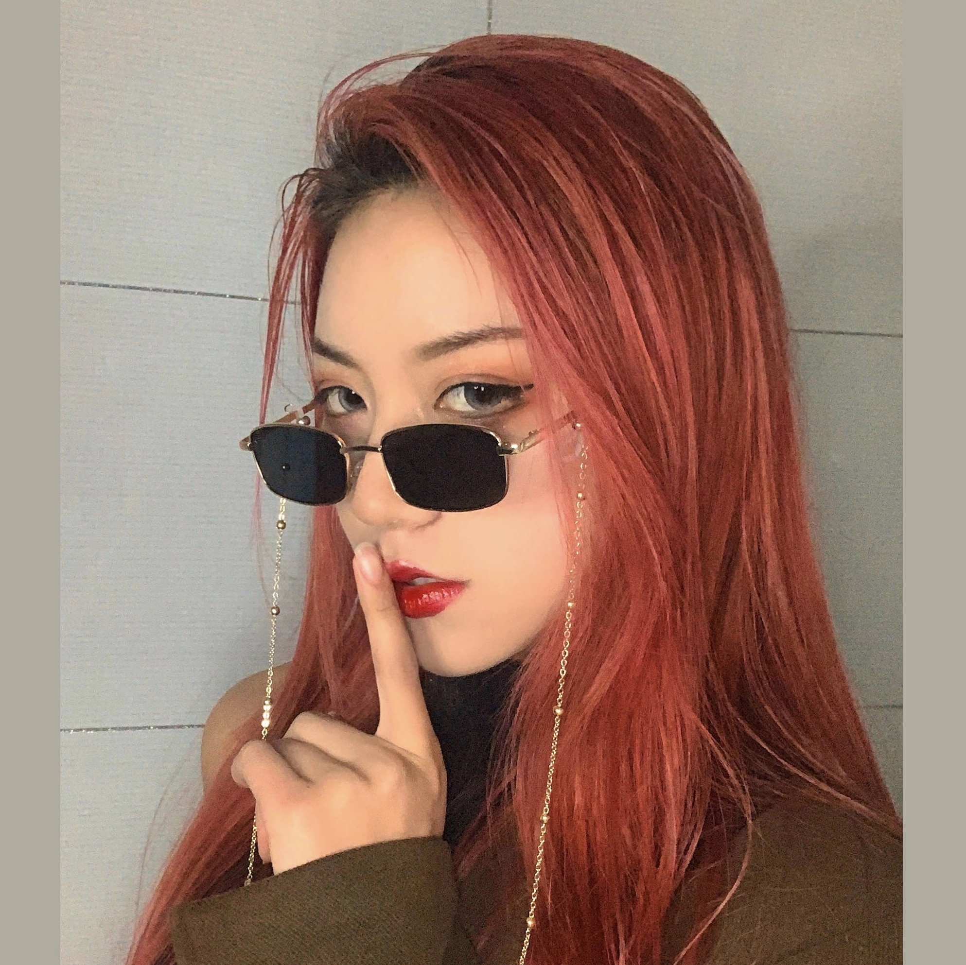 个性抖音网红女小框网红墨镜拍照ins复古潮抖音方形太阳镜男嘻哈