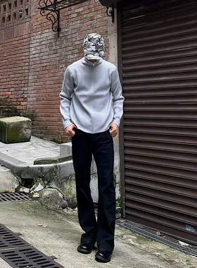 YSFM裤子白色牛仔裤cleanfit直筒微喇黑色美式高街宽松阔腿男女款