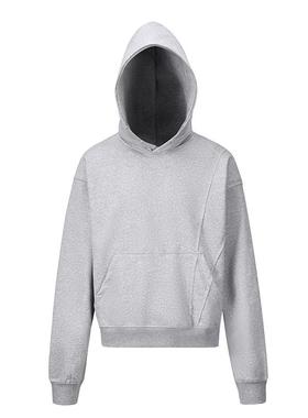 YSFM卫衣黑灰两色boxy纯色刺绣450g重磅卫衣纯棉cleanfit