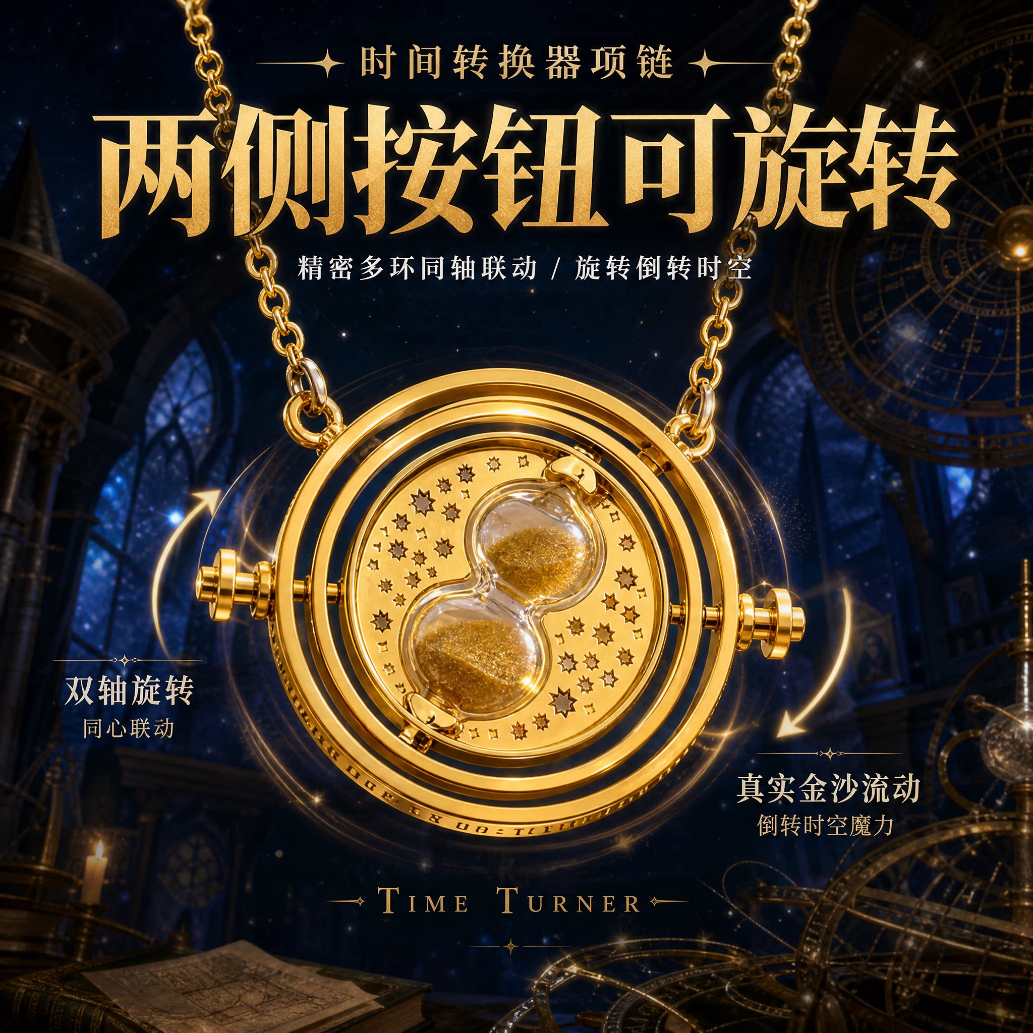 赫敏同款时间转换器项链哈利波特周边可转动沙漏吊坠节日送礼礼盒