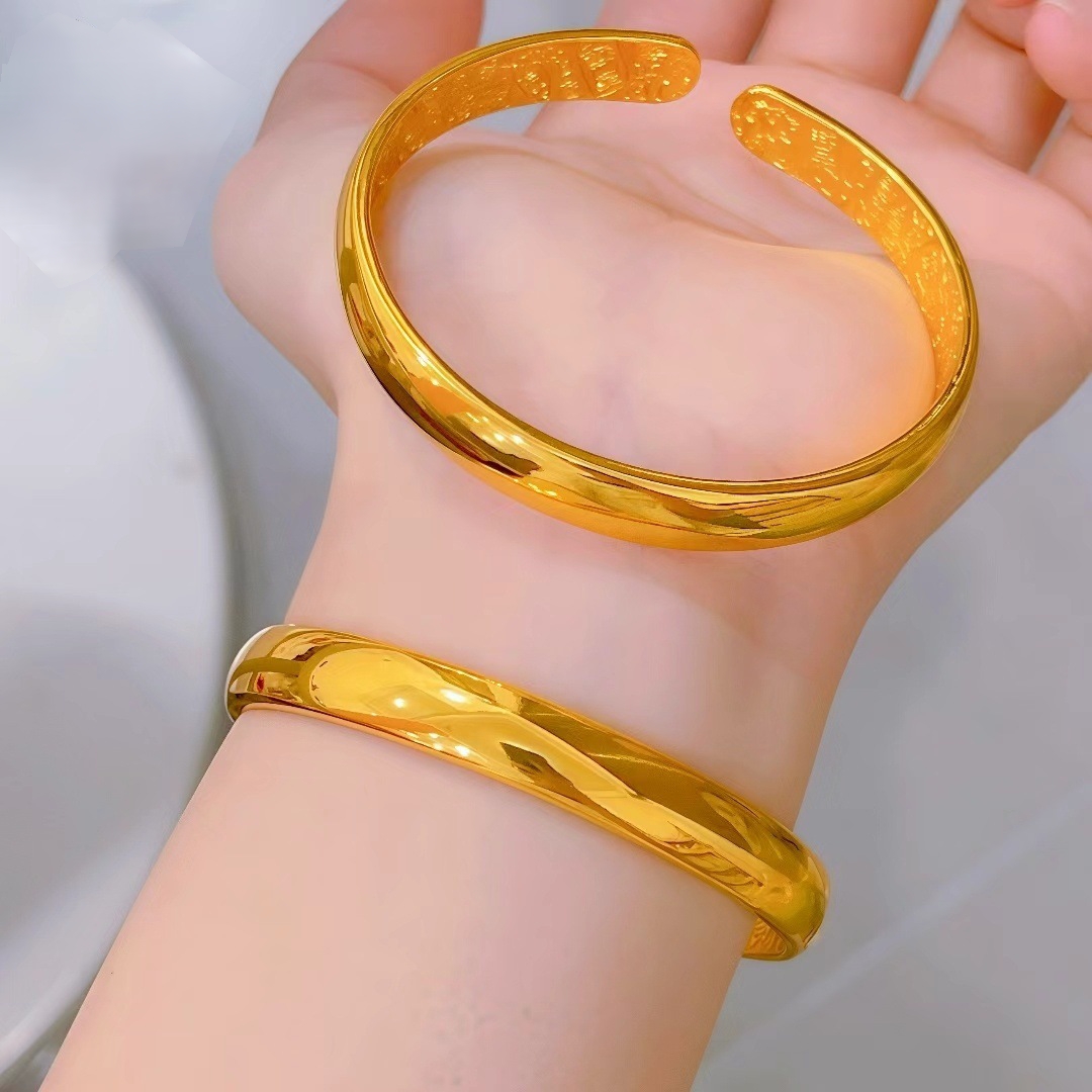 金店同款光面素圈开口手镯