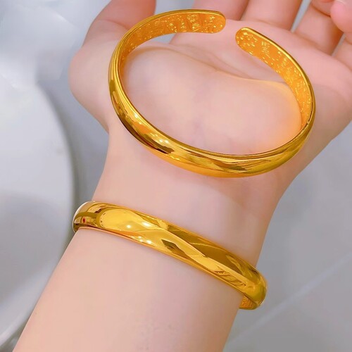 金店同款光面素圈开口手镯