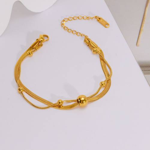 新中式古法沙金简约双层珠珠手链女时尚百搭黄金色手饰圆珠手串潮