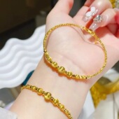 新中式 古法沙金猫眼圆珠蹦迪转运珠闪耀珠手链轻奢百搭手饰送礼