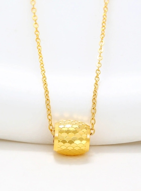 正品越南沙金鱼鳞小蛮腰项链女小众设计感锁骨链18K金不掉色颈链