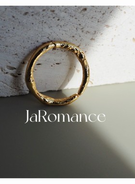 JaR 【星河灿烂】闪光磨砂面简约素圈戒指金色小众开口戒指可叠戴