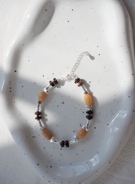 JaR s925纯银搭配琥珀椰壳原创设计款手链复古情侣礼物手链日常