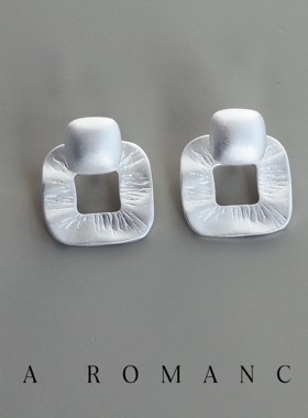 JaR 独家新款耳饰纯银亮磨砂质感气质耳钉简约设计高级感耳环