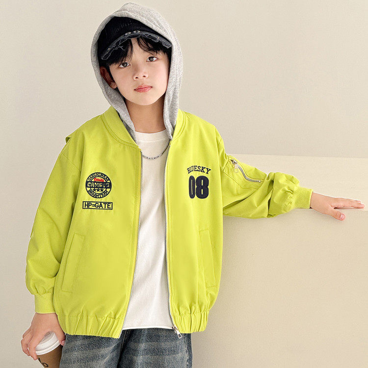 长袖薄款韩版男童春秋立领拉链夹克外套8号球队赛车风棒球服帅气