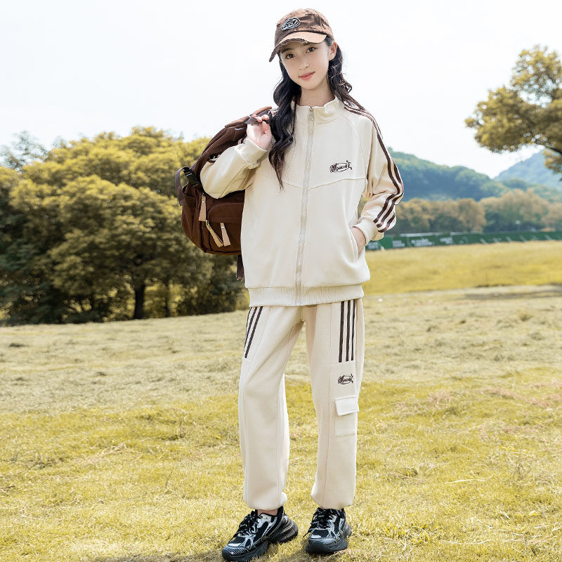 2026中大童休闲运动风女童春秋两件套初中生少女拉链外套长裤套装,童装/婴儿装/亲子装,套装,淘宝优惠券,粉丝福利购,淘宝优惠卷