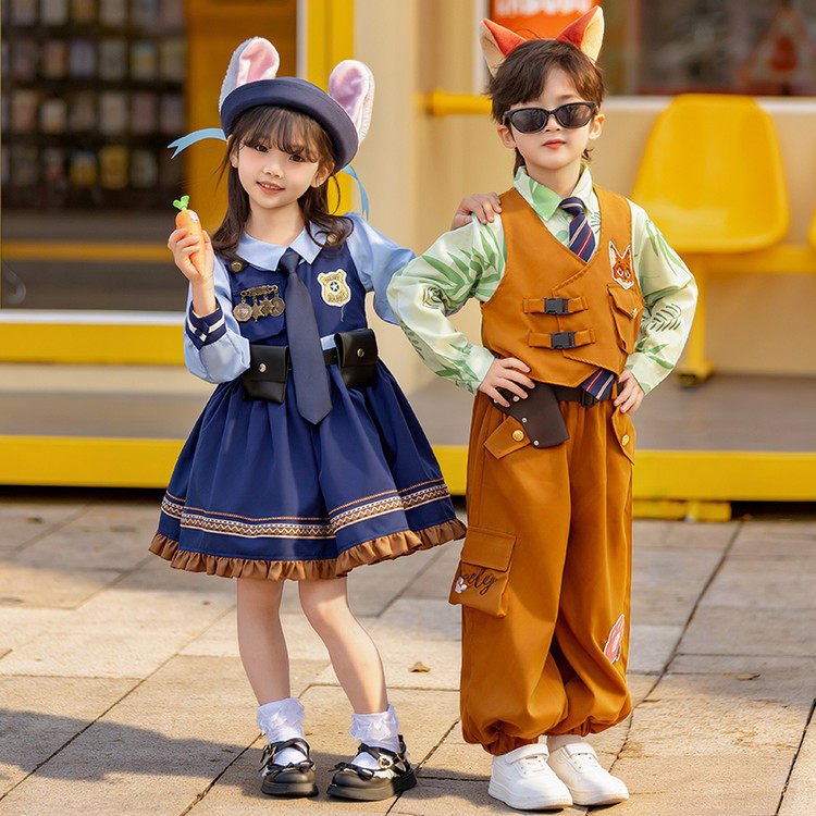 2026卡通警官制服套装儿童春秋男女童通用角色扮演三件套表演服装