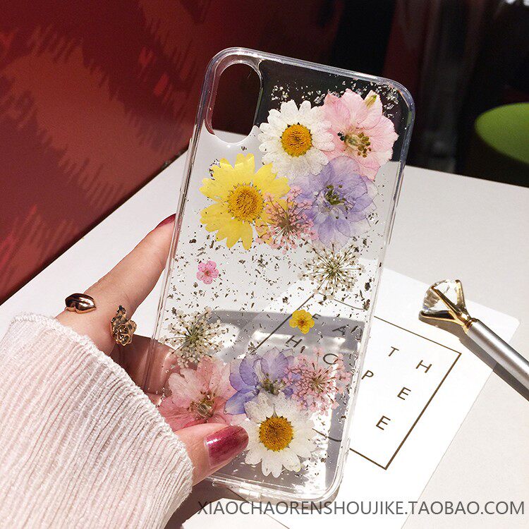 苹果真干花适用手机壳鲜花软套