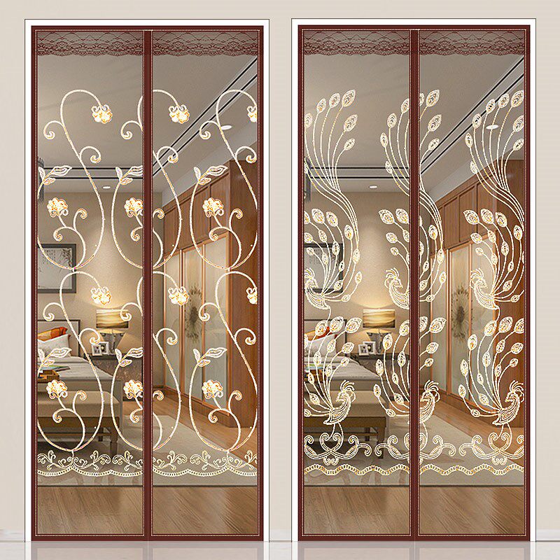 楼房玻璃推拉门自装防蚊门帘静音魔术贴防鼠新款阳台门对开门市厨